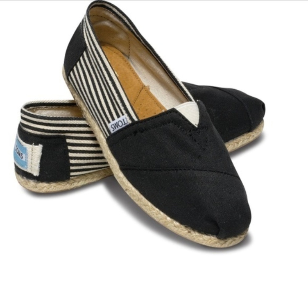 Toms Black University Stripe Rope Sole Classics